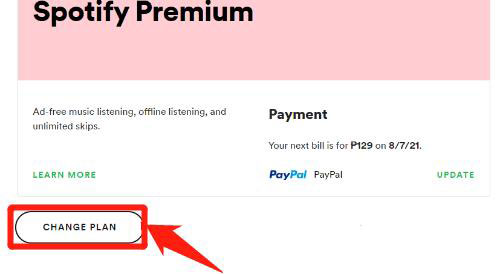 change spotify premium plan to family plan