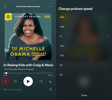 spotify podcast playback speed mobile