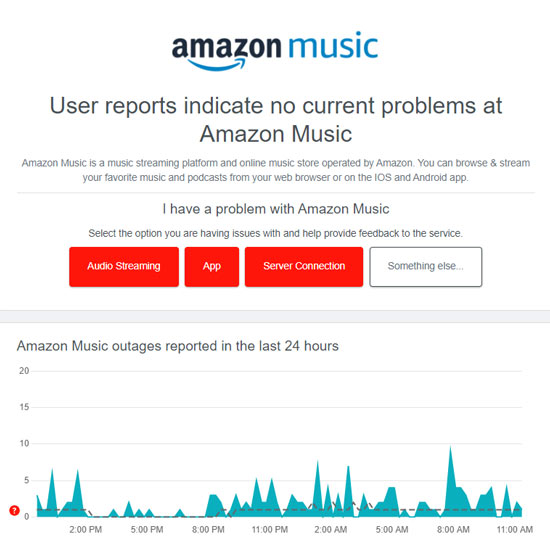 check amazon music server status