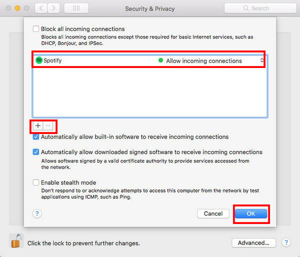 check firewall settings for spotify app on mac