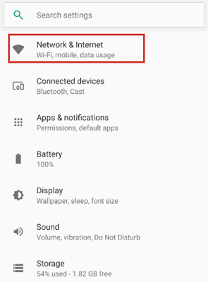 check your device network
