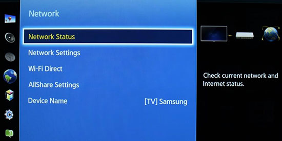 check samsung tv internet connection