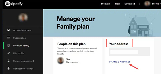 change your spotify address