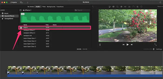 play track on imovie