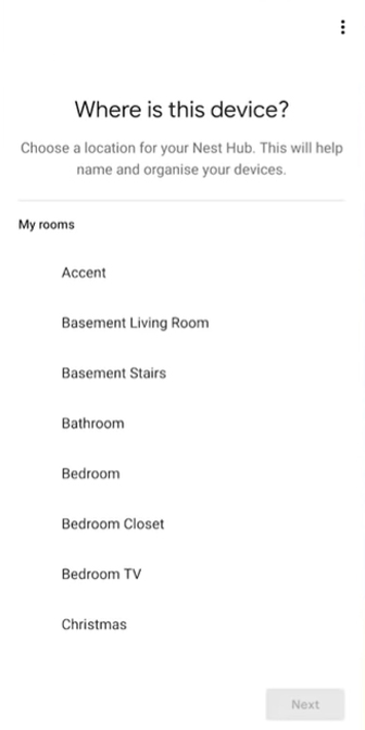 choose a location for google nest hub