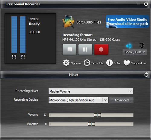 set up free sound recorder