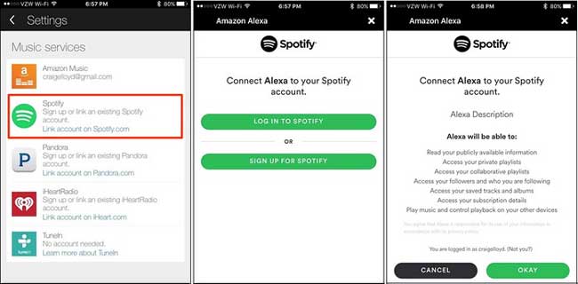 problems to download the spotify skill on alexa app no network