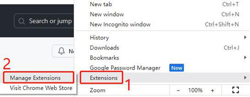 manage extensions on chrome browser