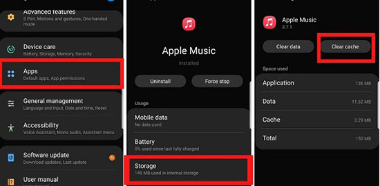 clear apple music cache android