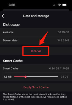 clear deezer cache to fix deezer not working