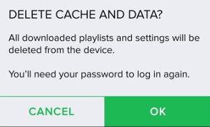 clear spotify cache to solve spotify keeps logging out