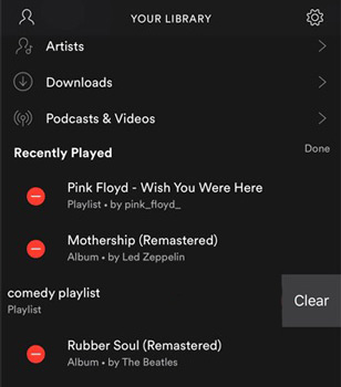 how to clear spotify history on phone