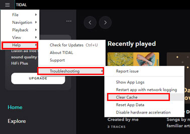 clear cache on tidal for windows app