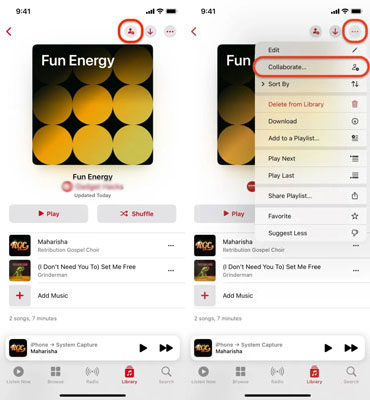 collaborate option on apple music
