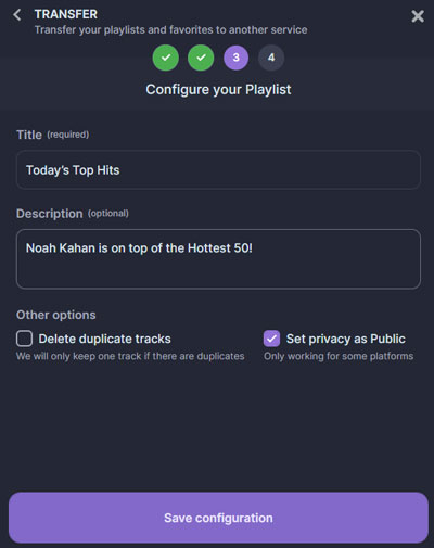 configure your playlist soundiiz