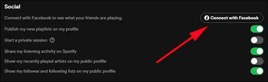 connect spotify with facebook