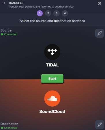 connect tidal to soundcloud on soundiiz