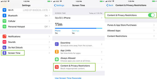 restrictions setting on iphone