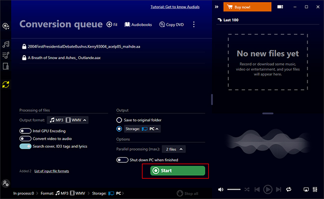 convert aax to mp3 on windows 10 via audials