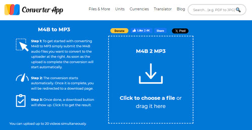 use converterapp to convert m4b file to mp3 online