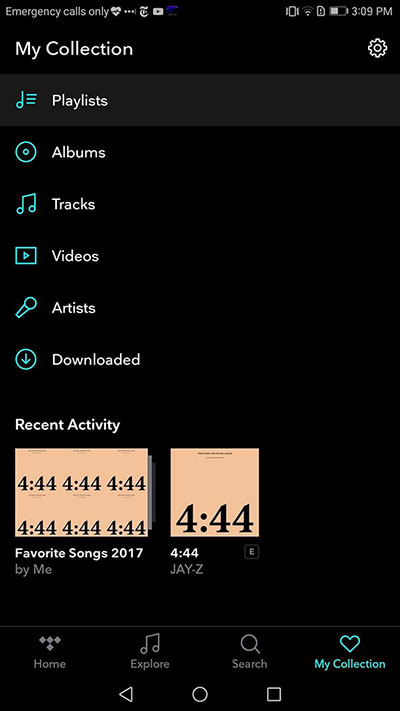 create a playlist on tidal android
