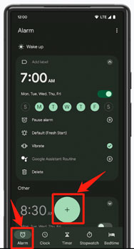 create alarm on google clock app