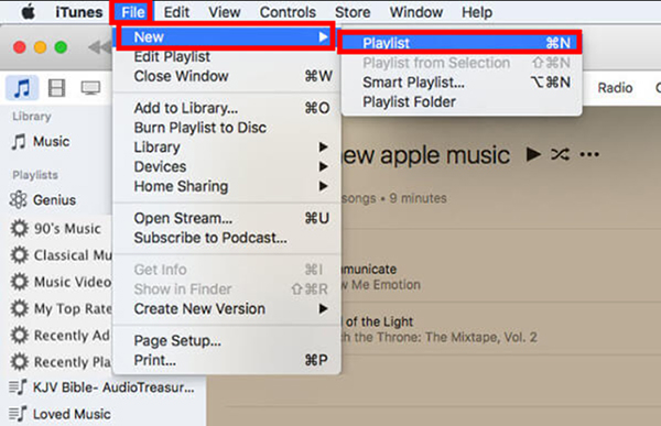 create new playlists on itunes