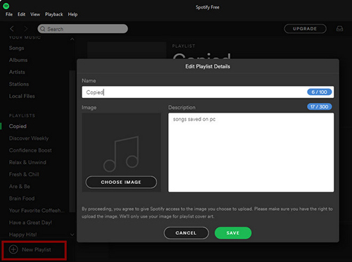 create new playlist for local files