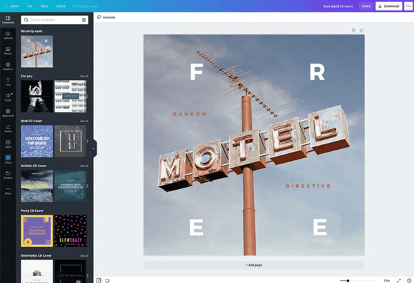 create album cover for spotify with canva