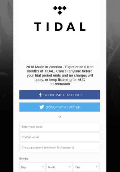 create tidal account