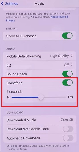 apple music crossfade on iphone