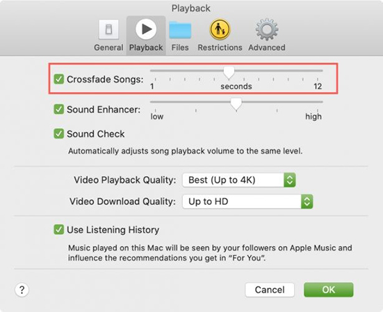 apple music crossfade on mac