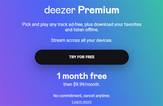 download deezer music for free via free trial