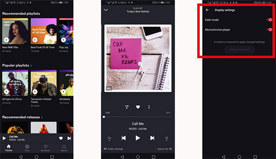 enable deezer dark mode for ios