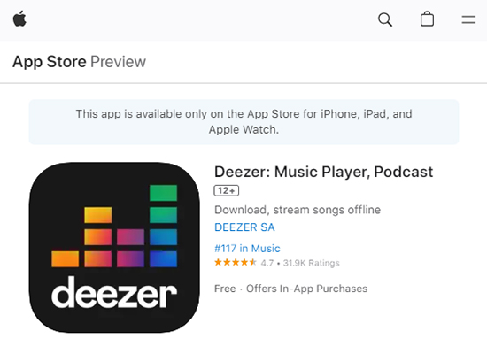install deezer app from app store ios