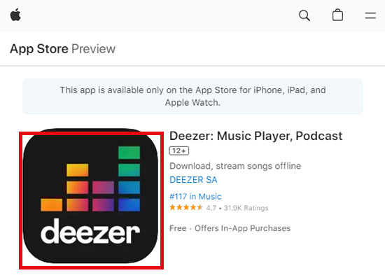 install deezer app from app store ios