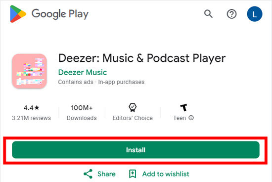 install deezer from google play store