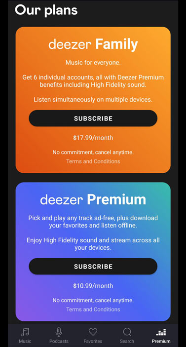 deezer subscription price