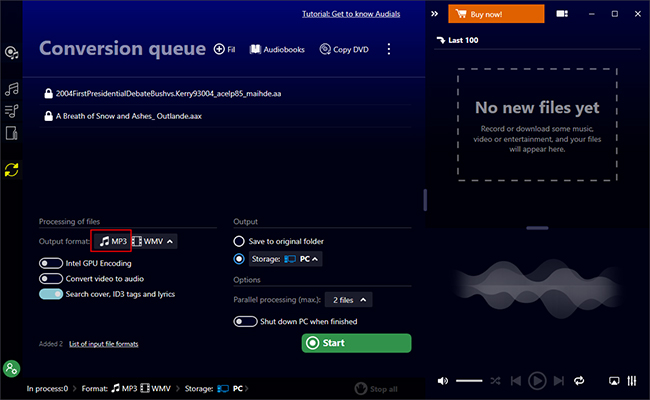 customize audible output format as mp3