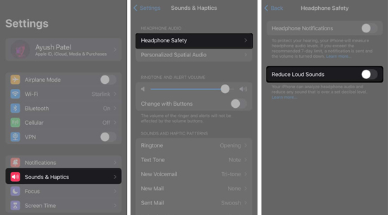 disable headphone safety for airpods