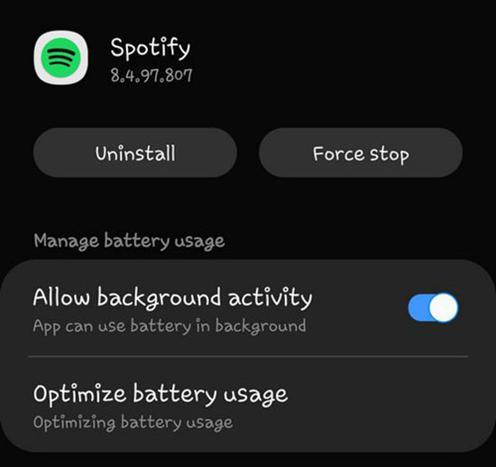 allow spotify play in background on mobile