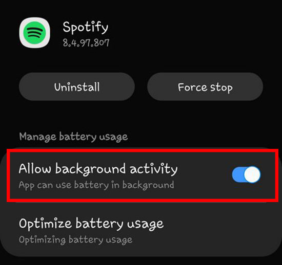 turn off spotify background activity