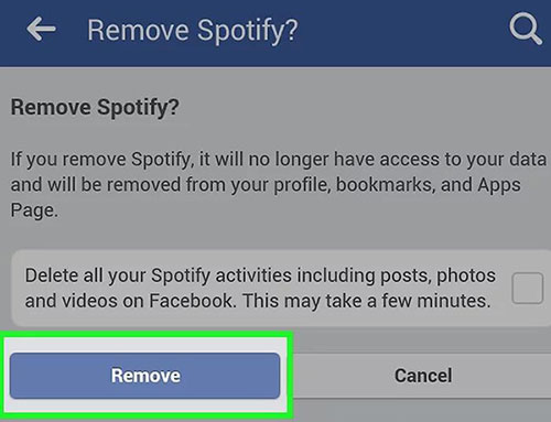 disconnect spotify from facebook on mobile