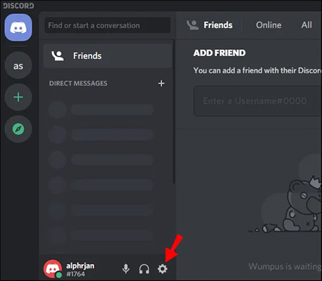 click settings on discord