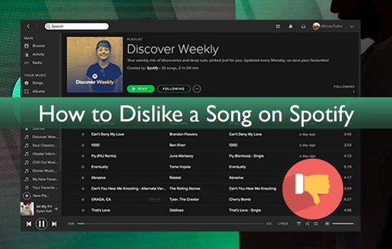 dislike a song on spotify