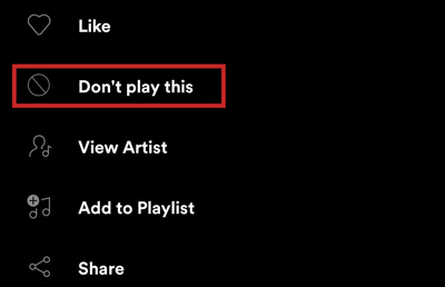 how to dislike a song on spotify on mobile