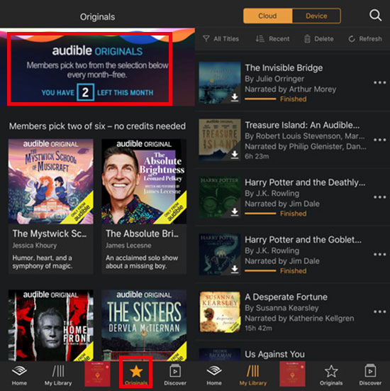 download audible originals from app