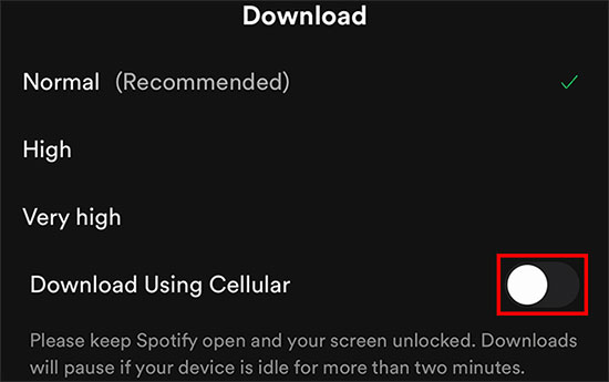 download music from spotify on mobile data