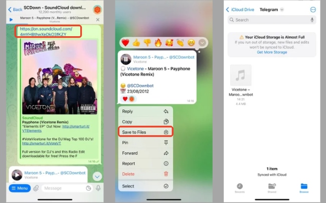 download soundcloud music on iphone via telegram bot