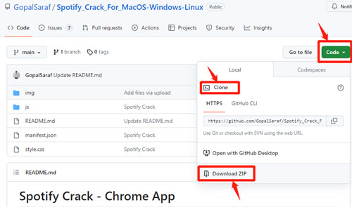 find and download spotify crack chrome app from github